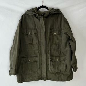 American Eagle Hooded Green Utility Jacket
